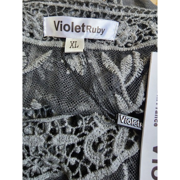 VioletRuby French Sheer Embroidered Top Eyelet Crochet Hippie XL Boho NEW - Picture 7 of 8